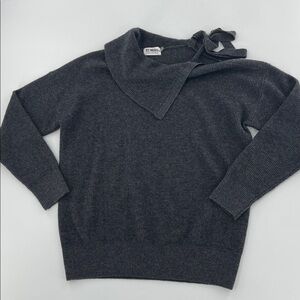 27 Miles Malibu wool cashmere Dark Gray Cowl Neck Sweater quiet luxury Office Sm
